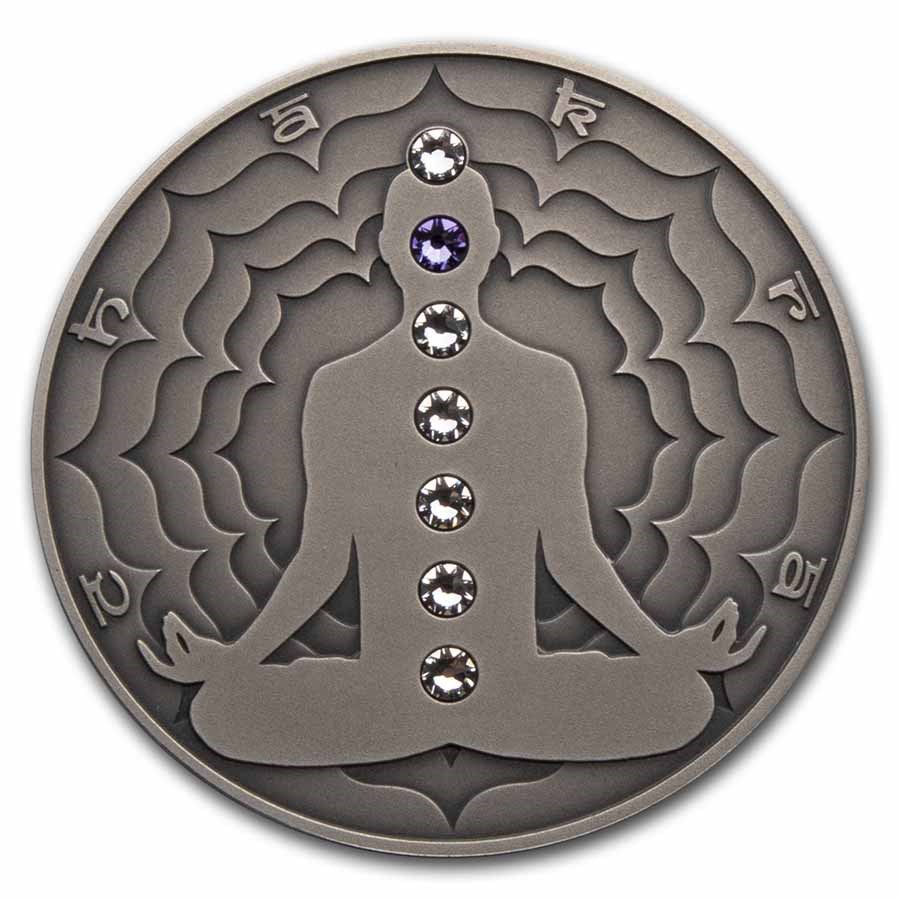 2021 Cameroon 2 oz Silver Antique Chakra; Ajna