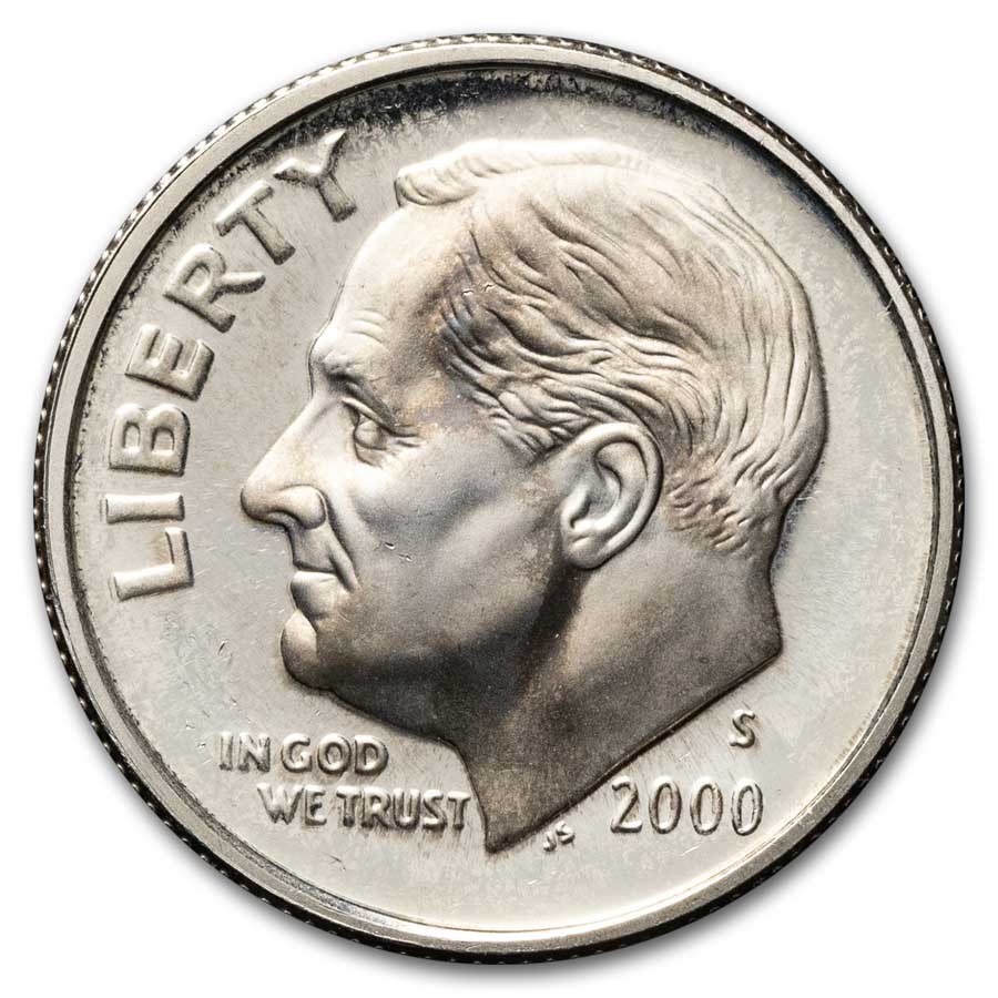 2000-S Roosevelt Dime 50-Coin Roll Proof (Silver)