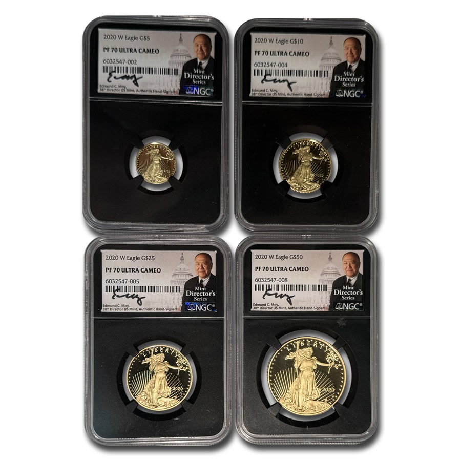 2020-W 4-Coin Proof American Gold Eagle Set PF-70 NGC (Moy)