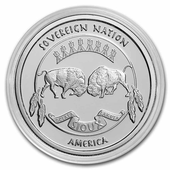 2023 1 oz Silver $1 Sioux Indian Chief Canoe BU