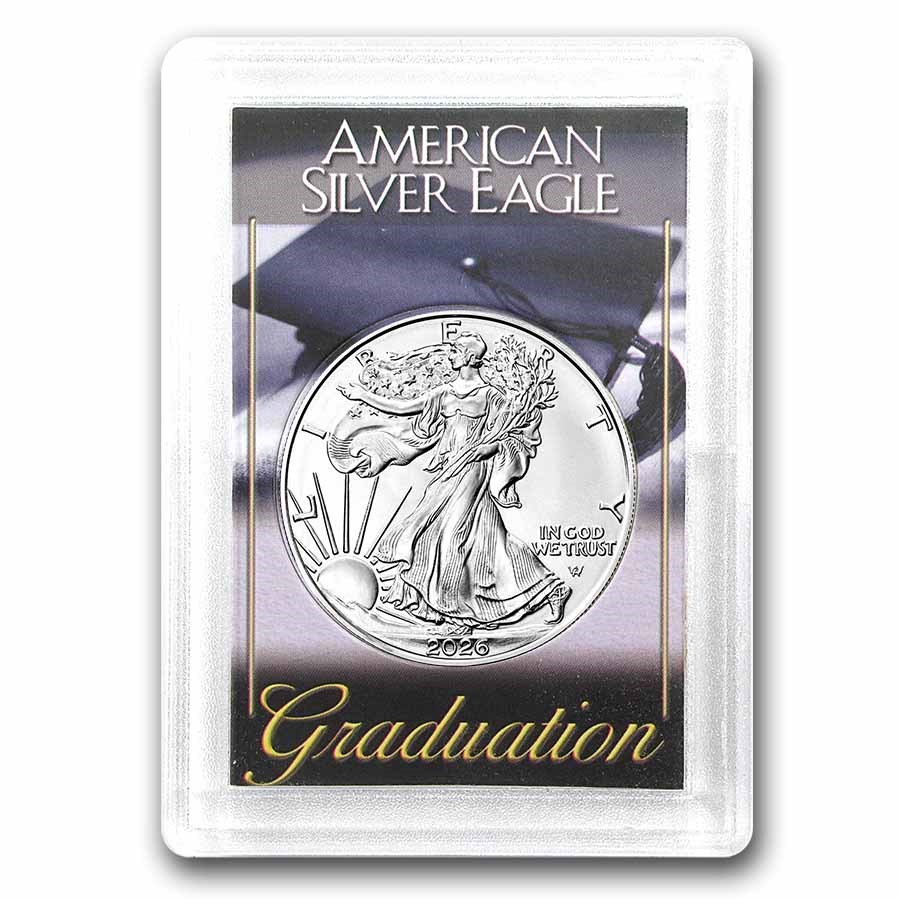 2026 1 oz Silver Eagle - w/Harris Holder, Graduation Design 2026 1 oz Silver Eagle - w/Harris Holder, Graduation Design