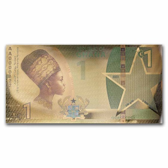 2022 Republic of Ghana 1/1000 oz Gold African Justice Foil Note