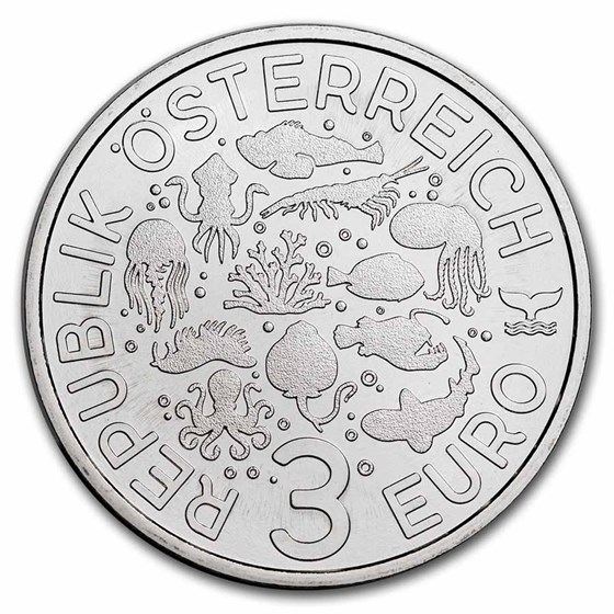 2023 Austria Cupro-Nickel €3 Marine Life (Swell Shark)