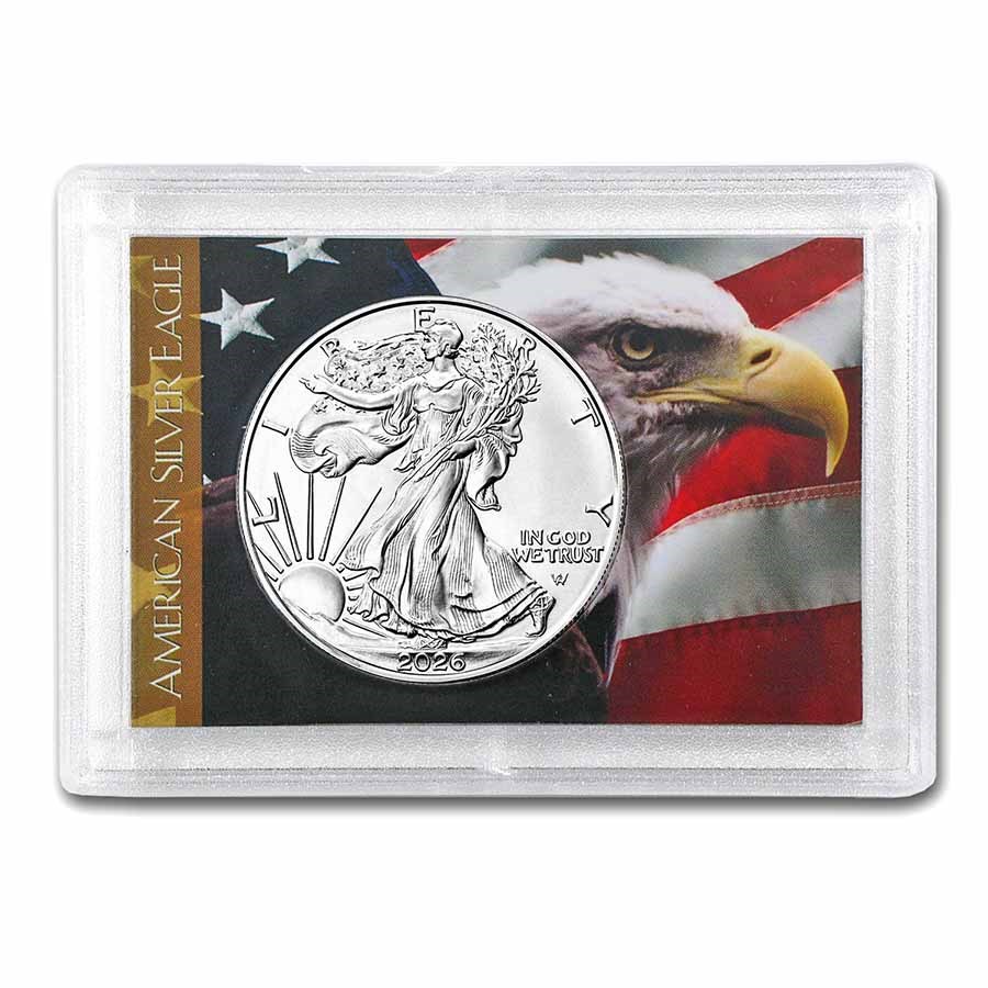 2026 1 oz Silver Eagle - w/Harris Holder, American Flag & Eagle