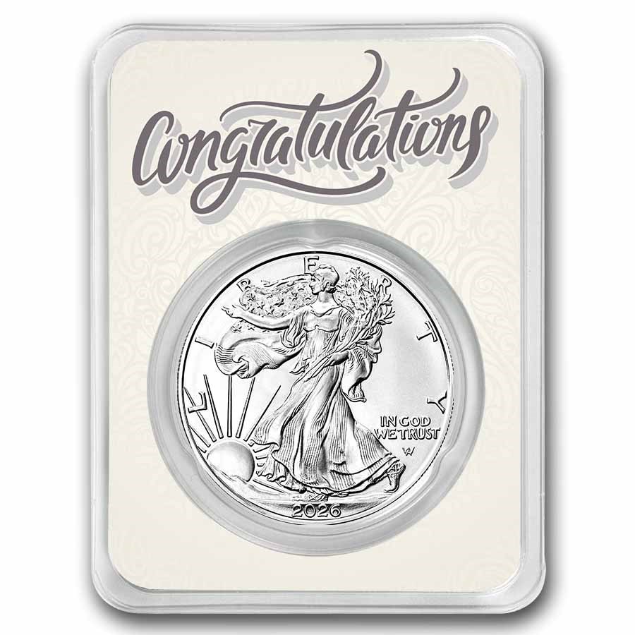 2026 1 oz Silver Eagle - w/Congrats, Newlyweds Card, In TEP