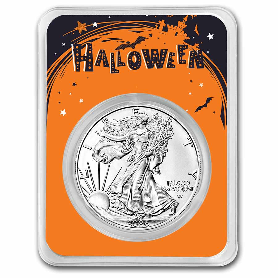2026 1 oz American Silver Eagle (w/Happy Halloween Card, In TEP)