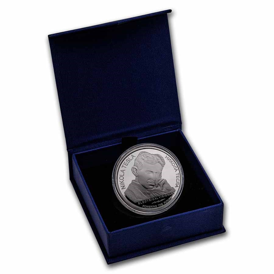 2023 Serbia 1 oz Proof Ag 100 Dinar Tesla: Secret of the Universe