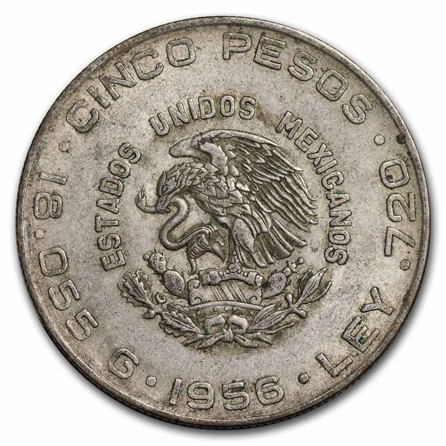 Mexico Silver 5 Pesos Hidalgo (1955-1957) Avg Circ