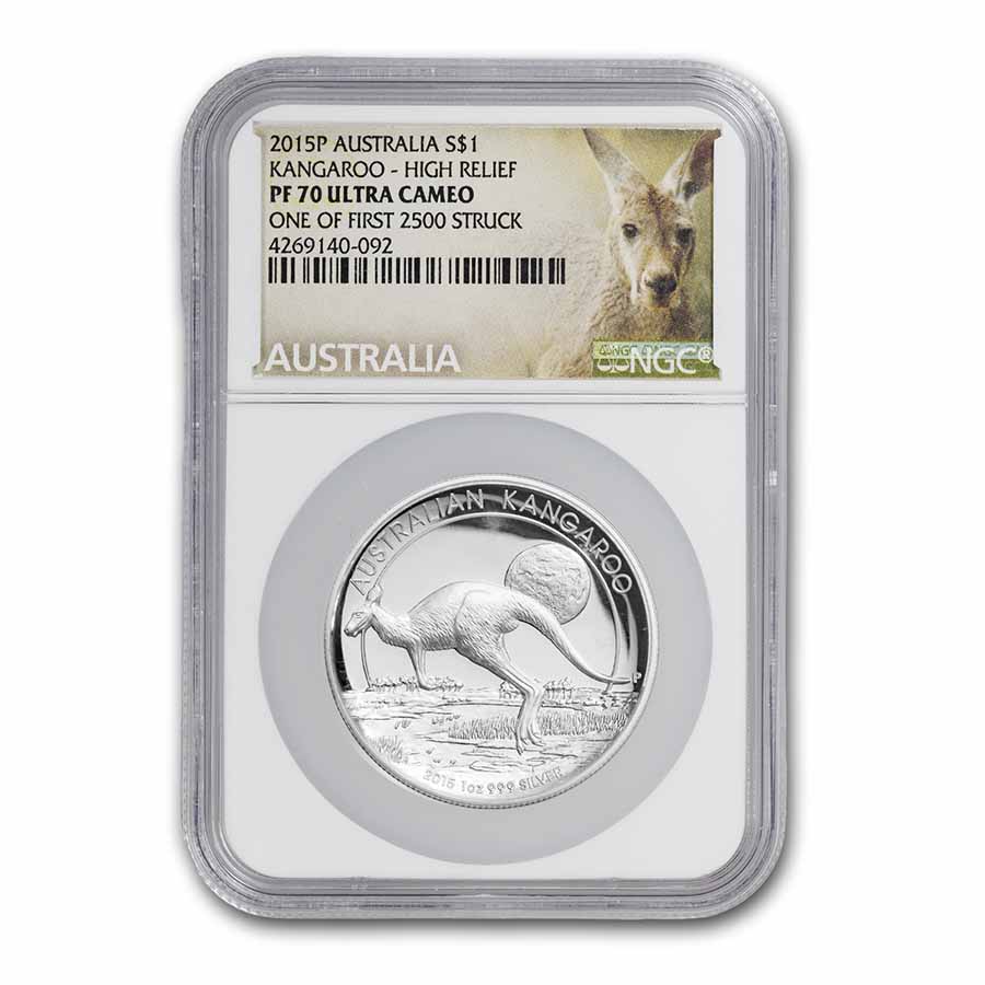 2015 AUS 1 oz Ag Kangaroo NGC PF-70 HR One of First 2500 Struck