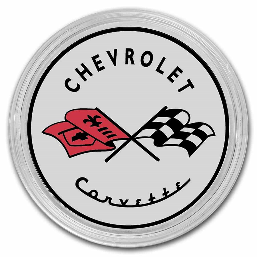 1959 Corvette 2 x 1 oz Silver Round & Die Cast Car Set - Red