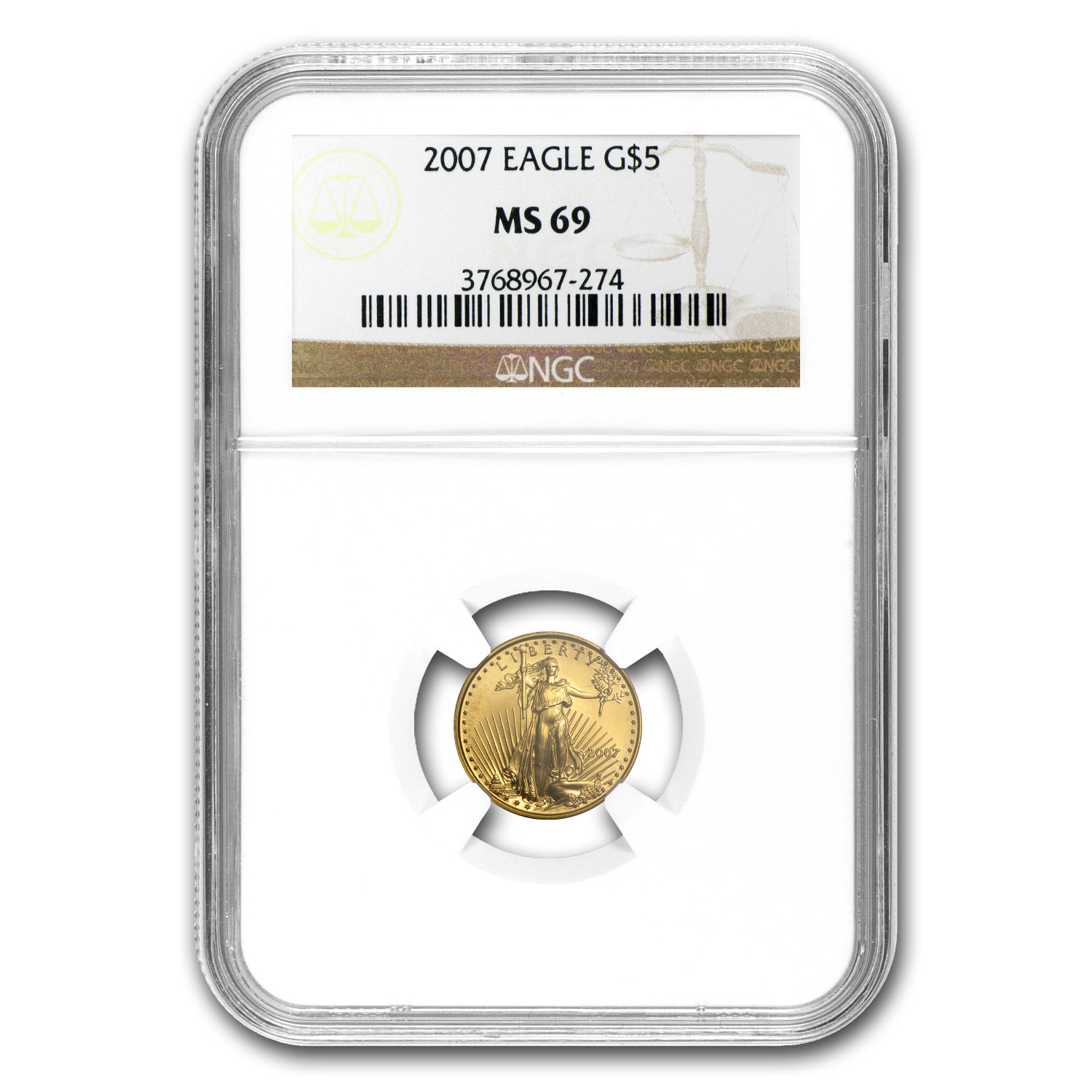 2007 1/10 oz American Gold Eagle MS-69 NGC