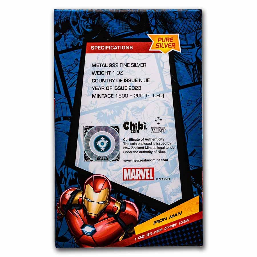 2023 Niue 1 oz Silver Chibi Coin Collection: Iron Man