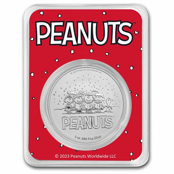 Peanuts® Snoopy Santa Holding Woodstock Colorized Silver