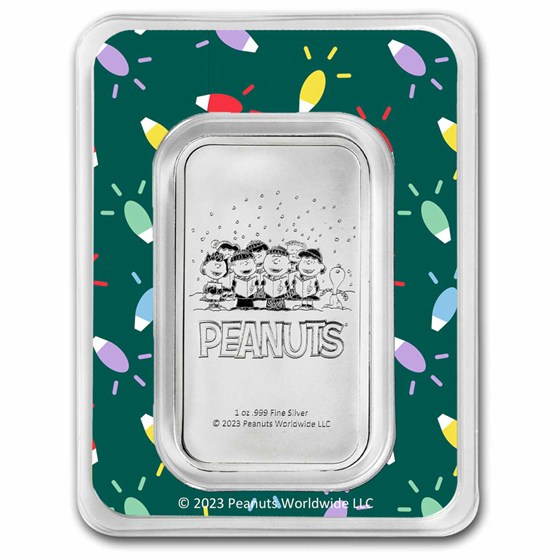 Peanuts® Snoopy &amp; Woodstock Warm Wishes 1 oz Colorized Silver Bar