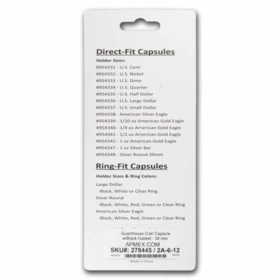 Guardhouse Coin Capsule w/Black Gasket - 38 mm