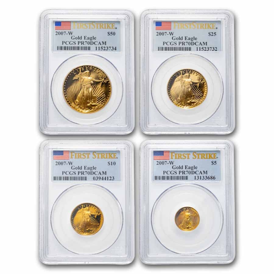 2007-W 4-Coin Proof American Gold Eagle Set PR-70 PCGS (FS)