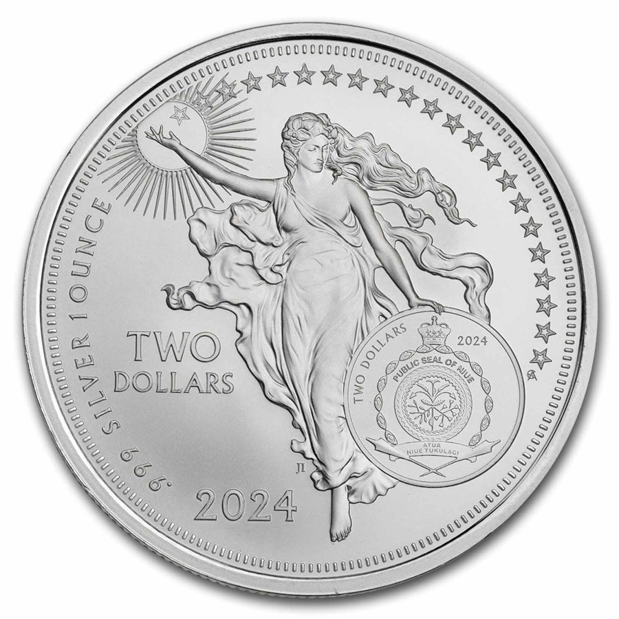 2024 Niue 1 oz Silver Icons: Johannes Gutenberg in TEP