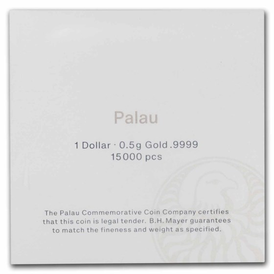 Palau 1/2 gram Gold $1 Crown Shaped Coin