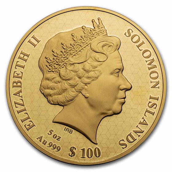 2024 Solomon Isl. 5 oz Gold Mother of Pearl Year of the Dragon