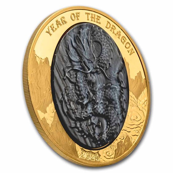 2024 Solomon Isl. 5 oz Gold Mother of Pearl Year of the Dragon