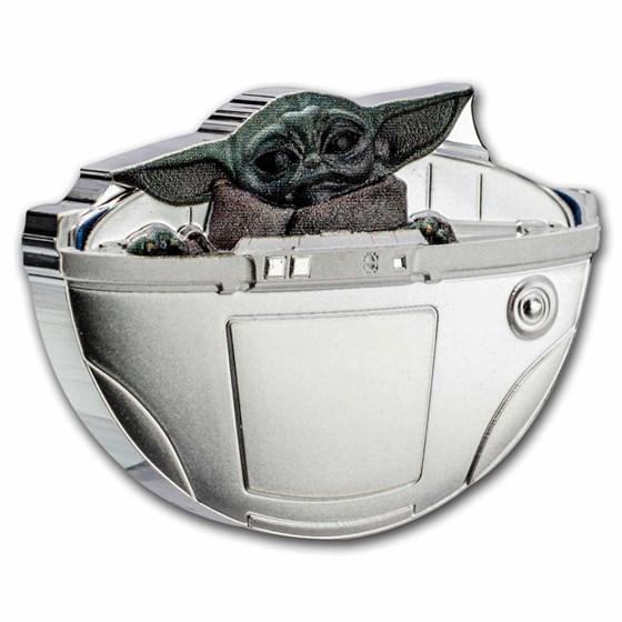 2023 Niue 1 oz Ag $2 Star Wars Mandalorian: Grogu Pod Shaped Coin
