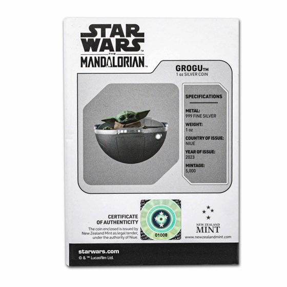 2023 Niue 1 oz Ag $2 Star Wars Mandalorian: Grogu Pod Shaped Coin