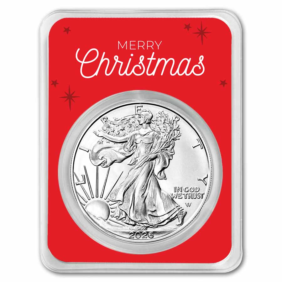 2026 1 oz American Silver Eagle - w/Christmas Snowy Village Card