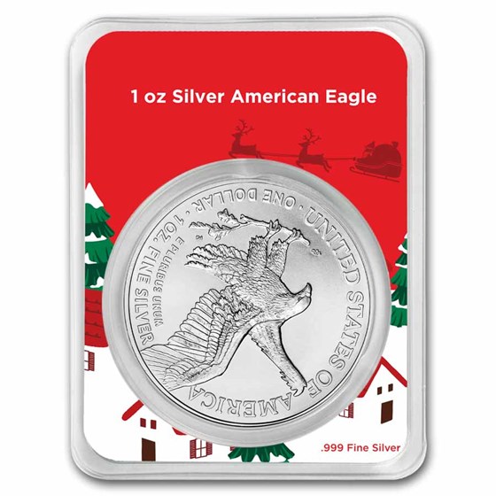 2026 1 oz American Silver Eagle - w/Christmas Snowy Village Card