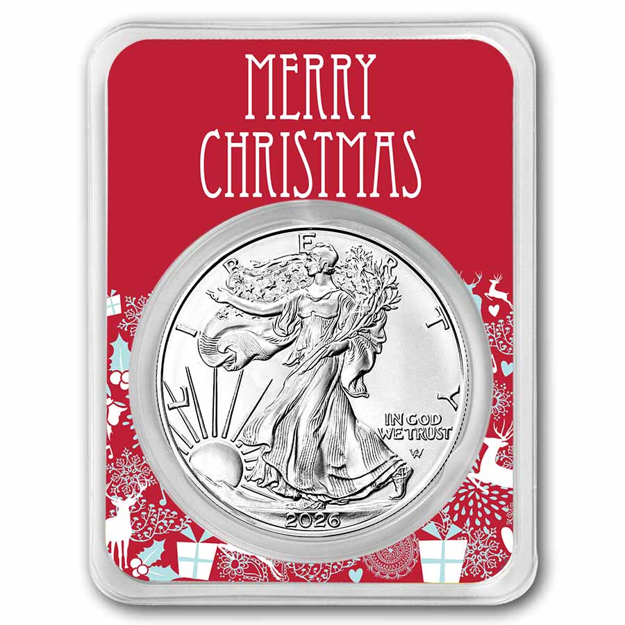 2026 1 oz American Silver Eagle - w/Festive Merry Christmas Card