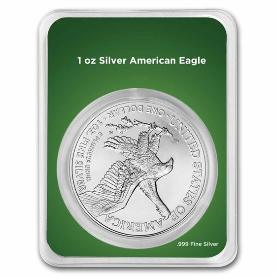 2026 1 oz American Silver Eagle - w/Holiday Ribbon Tree Card
