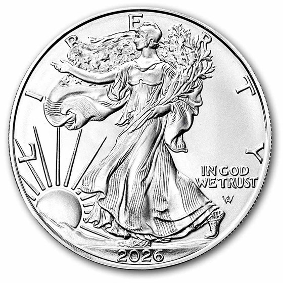 2026 1 oz American Silver Eagle - w/Holiday Ribbon Tree Card