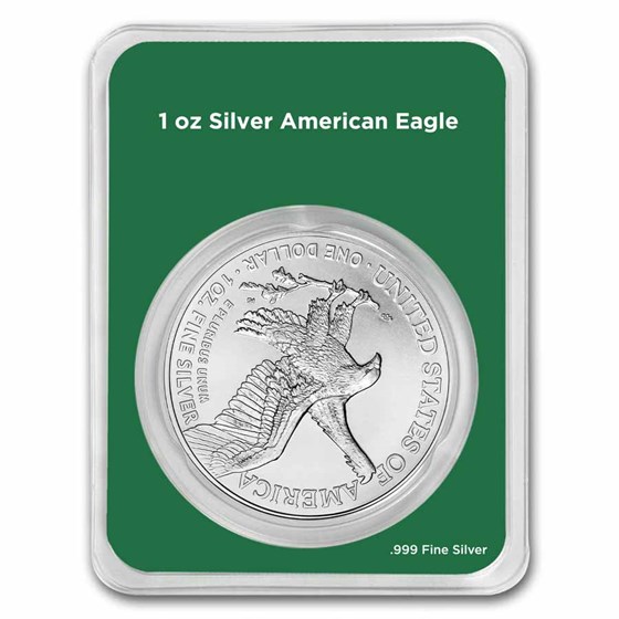 2026 1 oz American Silver Eagle - w/Green Merry Christmas Card