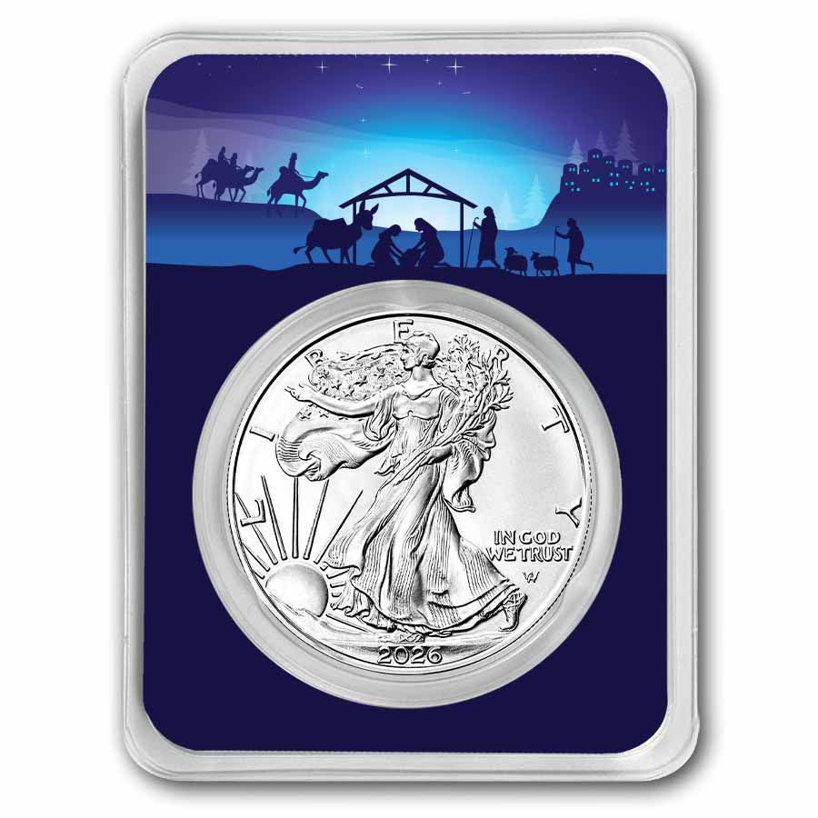 2026 1 oz American Silver Eagle - w/Starry Night Nativity Card