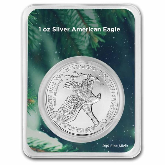 2026 1 oz American Silver Eagle - w/Happy Holidays Tree Branches