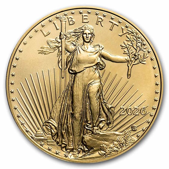 2026 1 oz American Gold Eagle - w/Red Merry Christmas Card