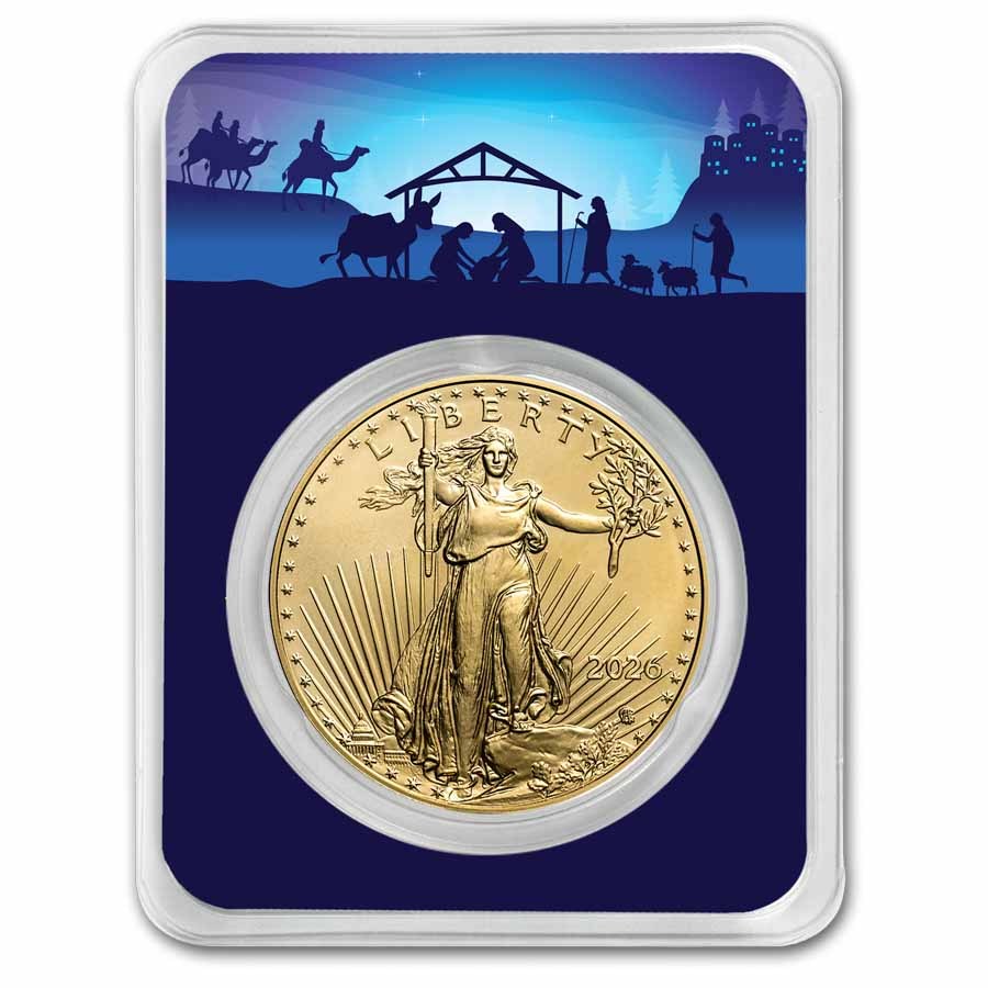 2026 1 oz American Gold Eagle - w/Starry Night Nativity Card