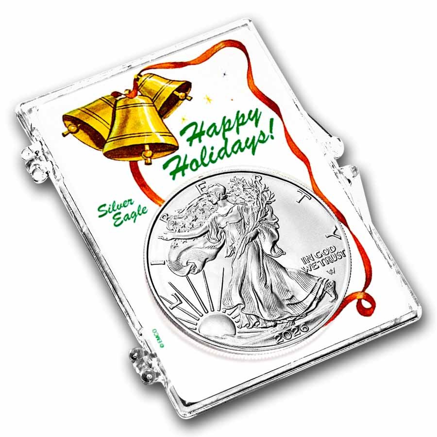 2026 1 oz American Silver Eagle - w/Snap-Lock Holder, Jingle Bell