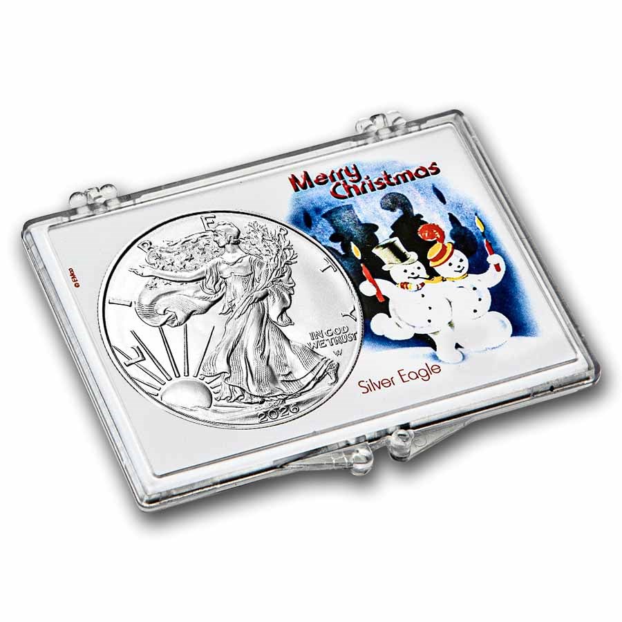 2026 1 oz American Silver Eagle - w/Snap-Lock Holder, Snowmen
