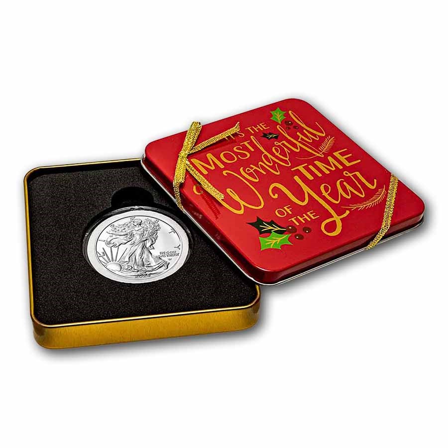 2026 1 oz American Silver Eagle - w/Holiday Tin, Wonderful Time