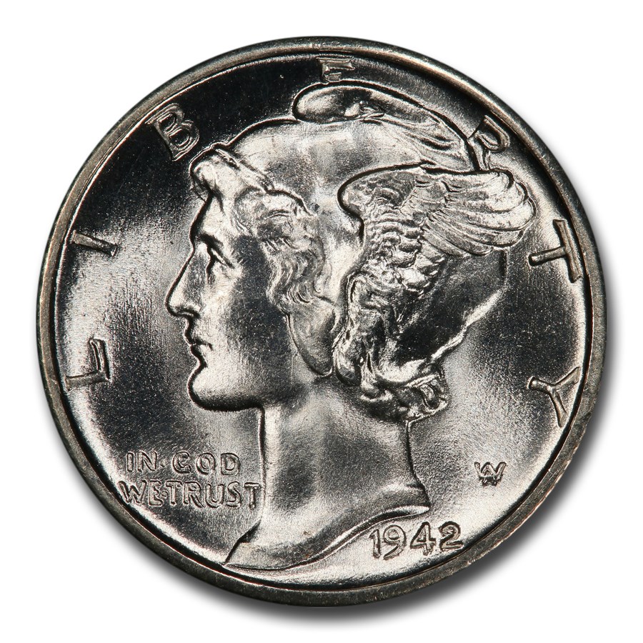 1942/1-D Mercury Dime MS-66 PCGS CAC (FB)