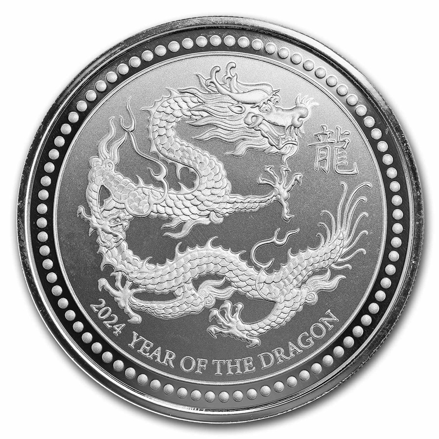 2024 Samoa 2 oz Silver 5 Tala Year of the Dragon BU