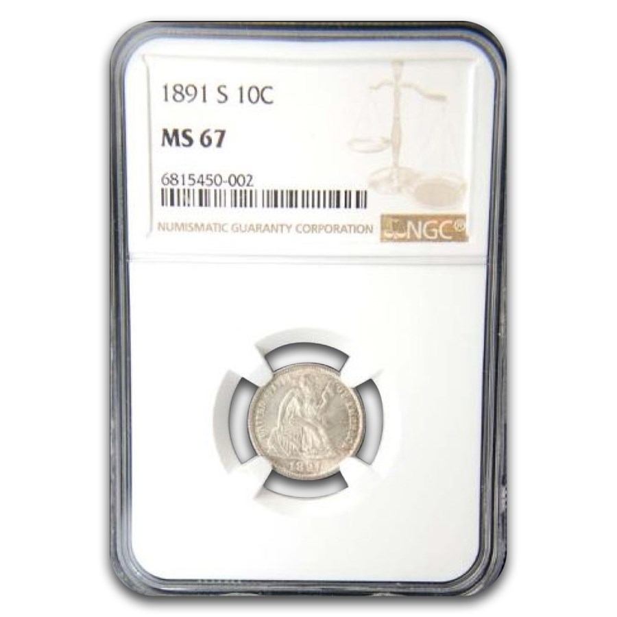 1891-S Liberty Seated Dime MS-67 NGC