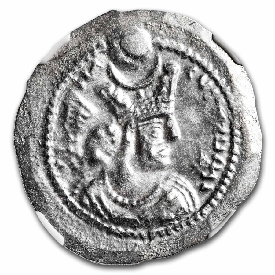 Sasanian Kings Silver Drachm Bahram V (420-438 AD) MS NGC