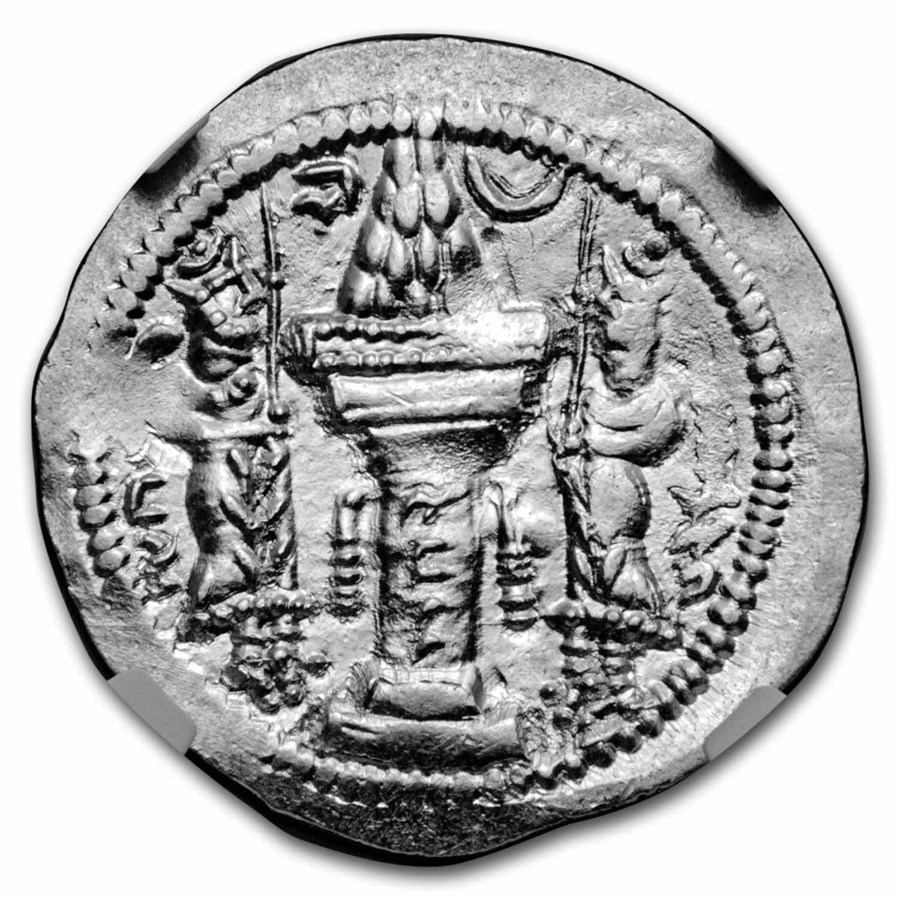 Sasanian Kings Silver Drachm Bahram V (420-438 AD) AU NGC