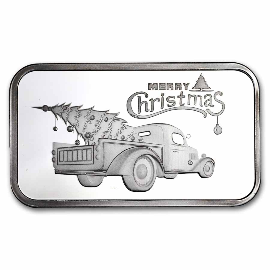 2026 1 oz Silver Bar - Vintage Truck w/ Christmas Tree