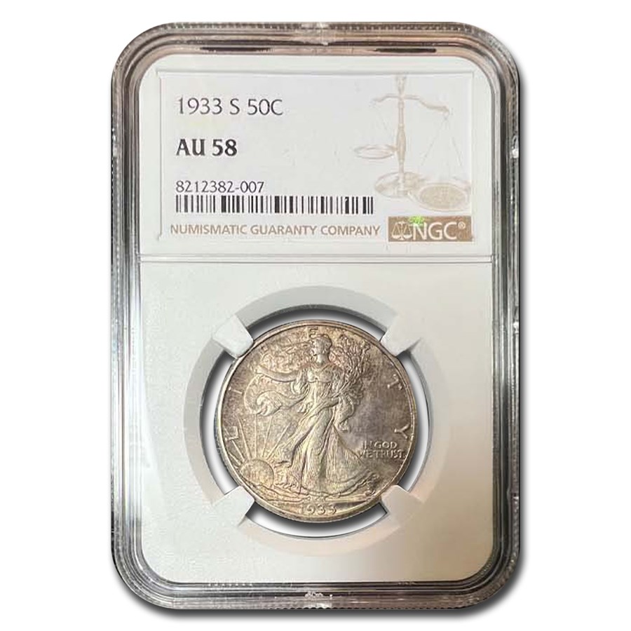 1933-S Walking Liberty Half Dollar AU-58 NGC