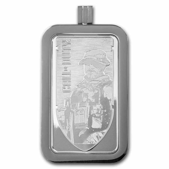 PAMP 1 oz Silver MWIII Call of Duty Prooflike Bar in Bezel