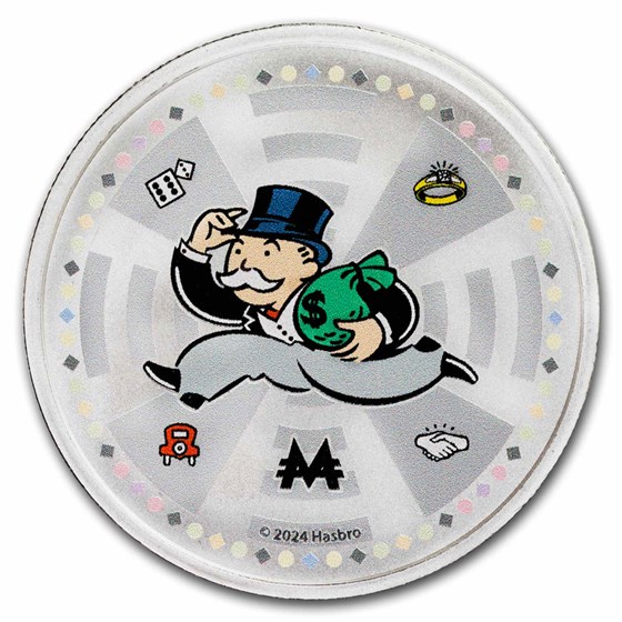 2024 Samoa 1 oz Silver Mr. Monopoly Colorized with TEP
