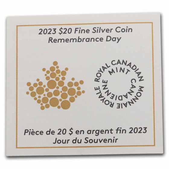 2023 Canada Silver $20 Remembrance Day Proof