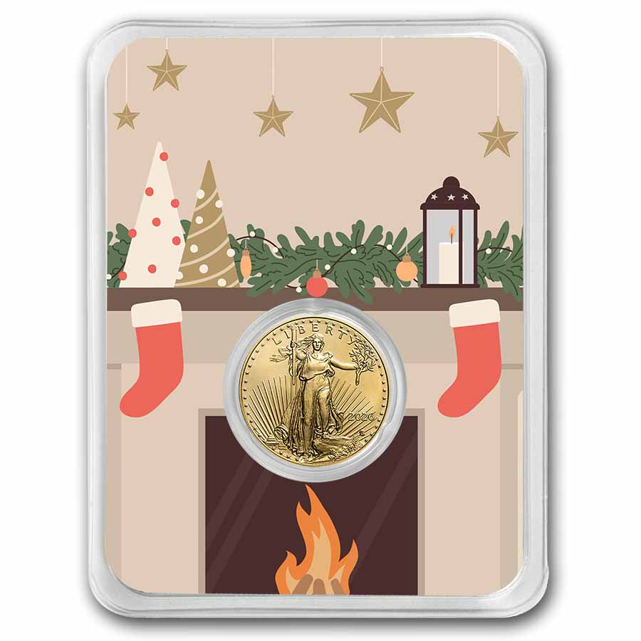 2026 1/10 oz American Gold Eagle - w/Fireplace & Wreath Card